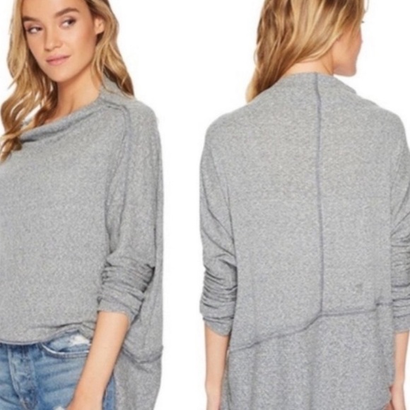 Free People Londontown Thermal Tunic Top Grey Asymmetric Hem Bohemian Size Small - Picture 5 of 6
